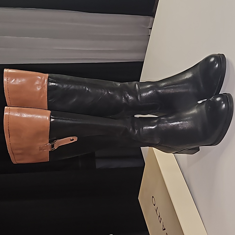 Wide calf L-lizbeth Blk/brn leather boots